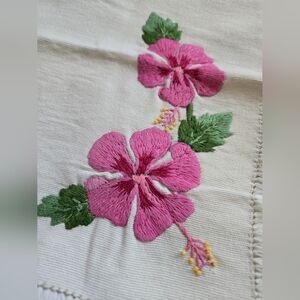 Hand Embroidered Single Placemat And Napkin Set, Made In JAMAICA